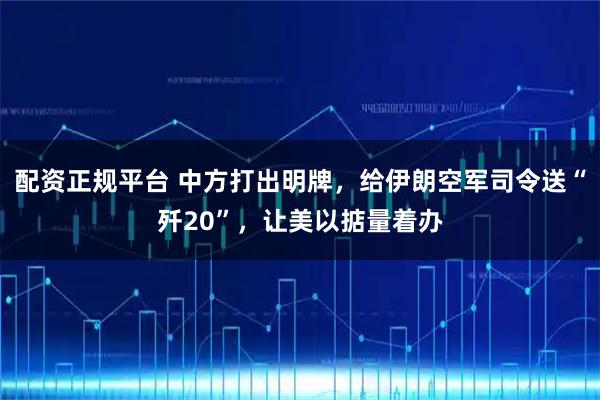 配资正规平台 中方打出明牌，给伊朗空军司令送“歼20”，让美以掂量着办
